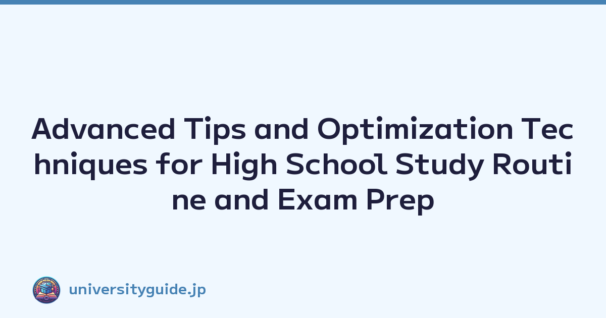 Featured image of post Advanced Tips and Optimization Techniques for High School Study Routine and Exam Prep