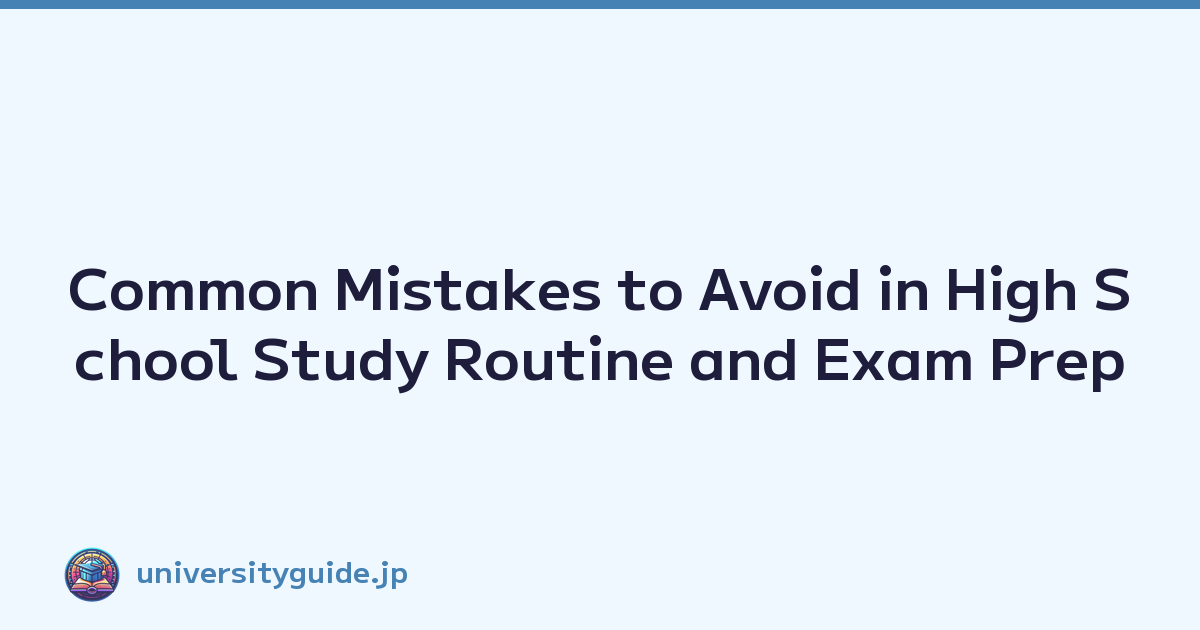 Common Mistakes to Avoid in High School Study Routine and Exam Prep