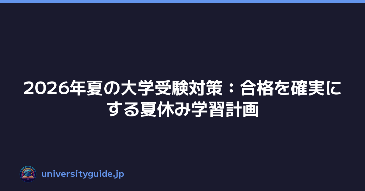 Featured image of post 2026年夏の大学受験対策：合格を確実にする夏休み学習計画