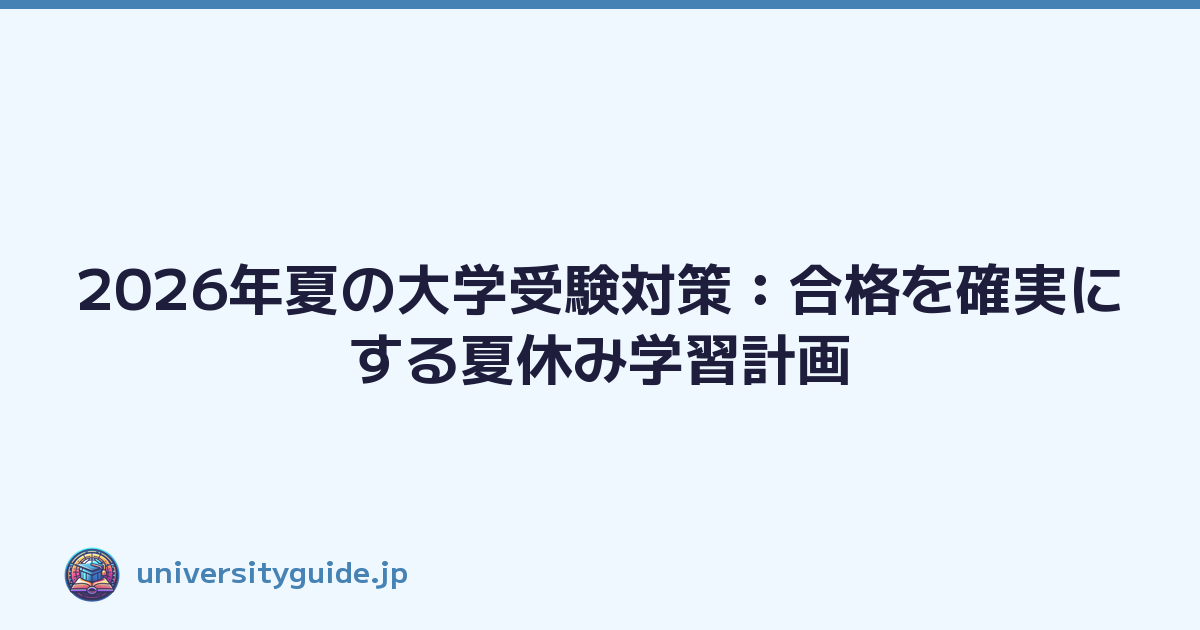 Featured image of post 2026年夏の大学受験対策：合格を確実にする夏休み学習計画